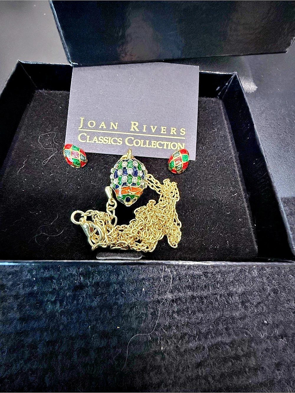 Joan Rivers Classics Collection Colorful Enamel Egg Earrings Pierced, Necklace